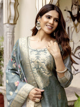 Embroidered Chanderi Kurta With Pant & Dupatta
